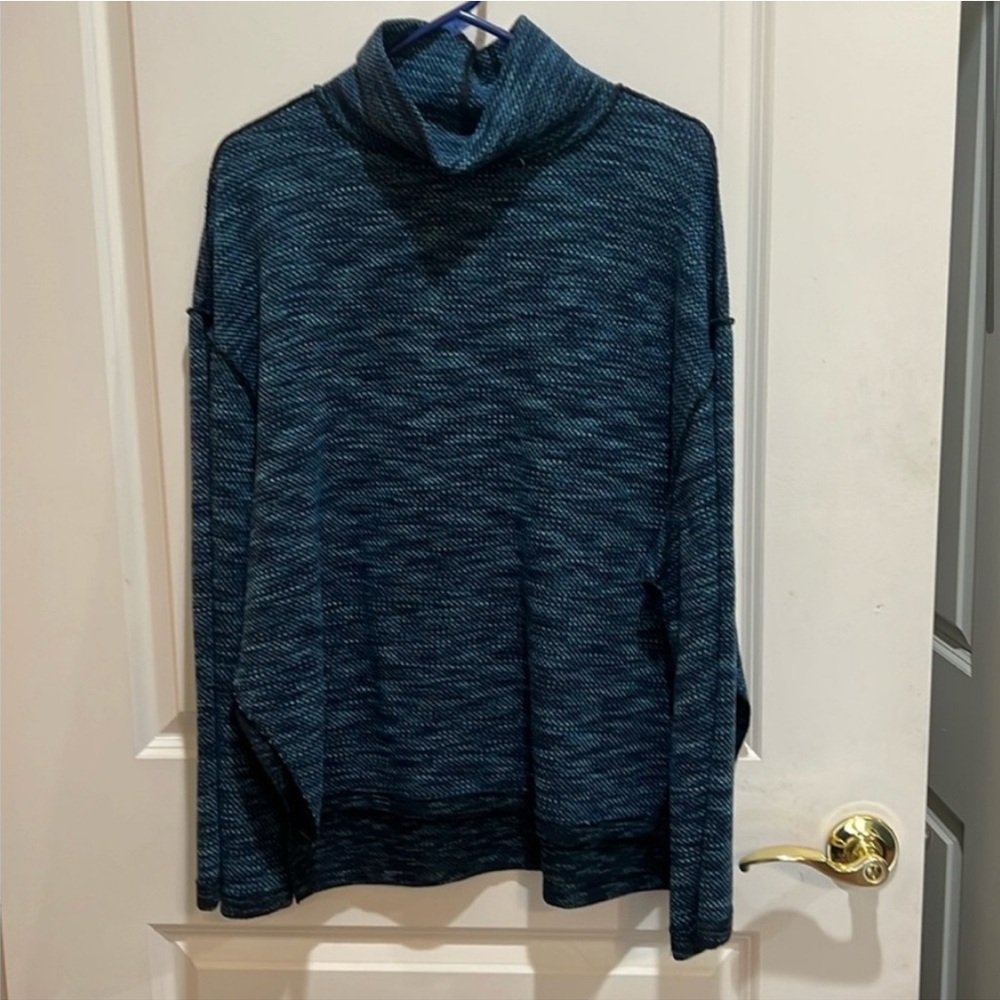 Free People We the Free Sunny Days wide long sleeve oversized blue turtleneck XL